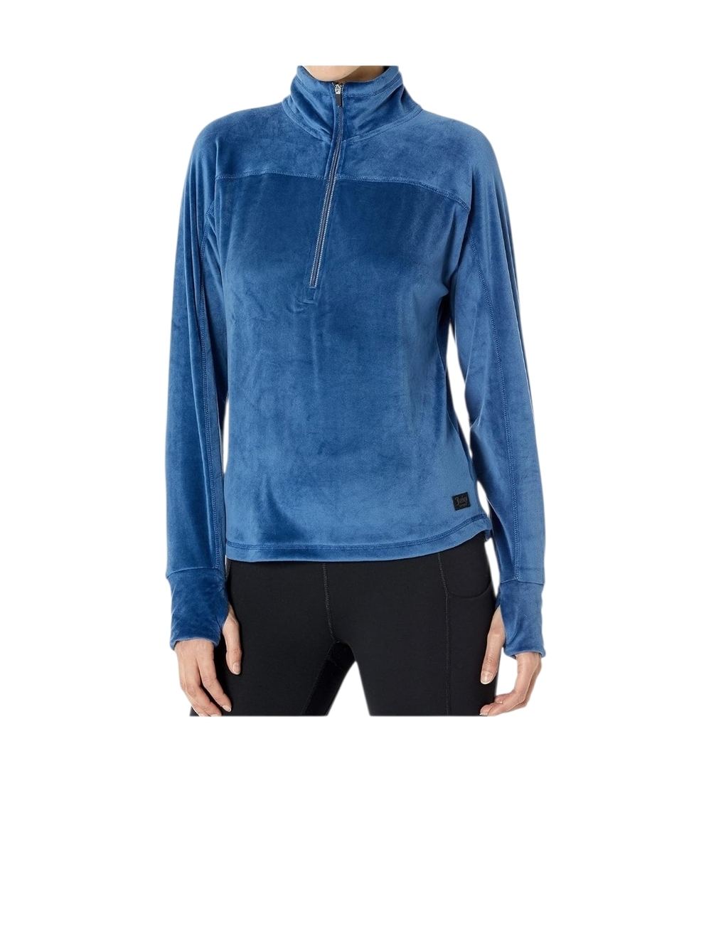 Juicy Couture Blue Velour Quarter-Zip Pullover